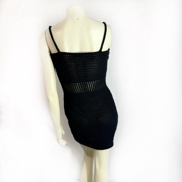 Miou Muse Black Crochet Mini Dress Size M - Picture 2 of 7